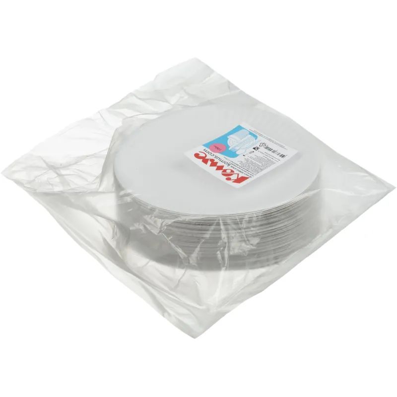 Тарелка одноразовая бум., d 170 мм, белая, КОМУС, 100шт./уп.10уп./кор