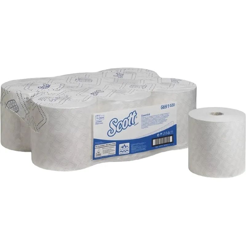 Полотенца бумажные д/дисп KK Scott Max в рулонах, 1сл, белые, 6х350м, 6691