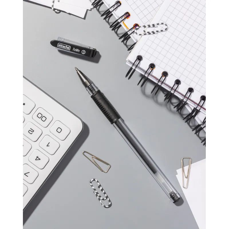 Ручка гелевая неавтомат. Attache Town 0,5мм с резин.манжеткой черный