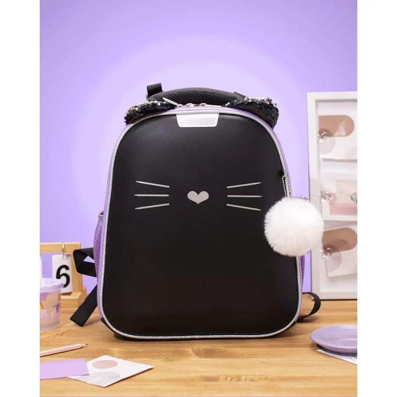 Ранец Комус Класс Kitty black, 2 отд., эргоном. спинка, экокожа