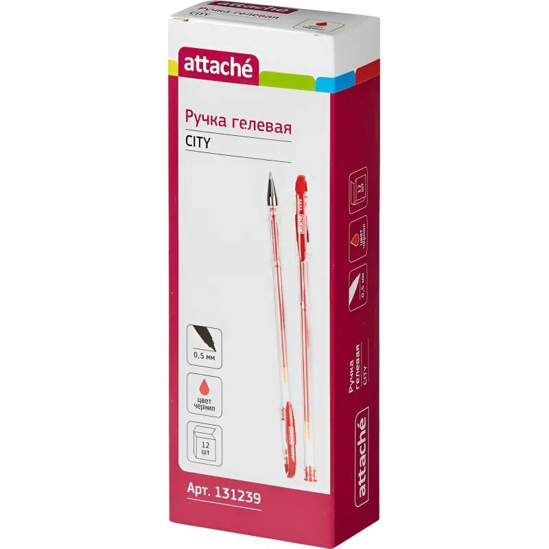 Ручка гелевая неавтомат. Attache City 0,5мм красный Россия
