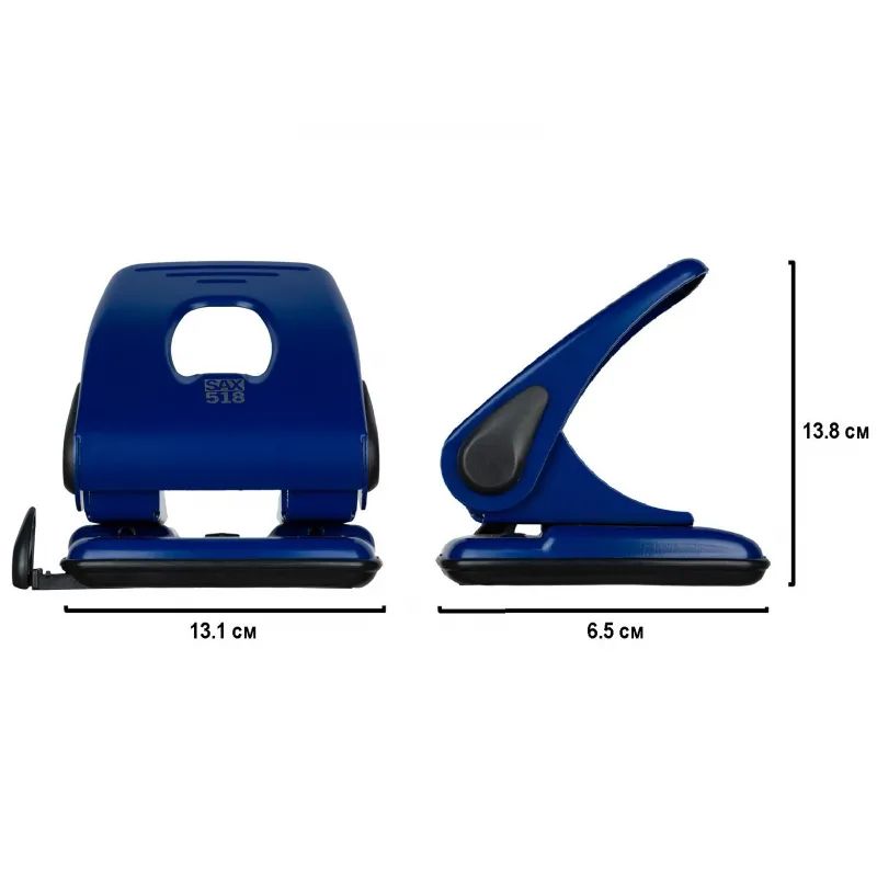 Дырокол SAX 518 до 40л., металл, с лин., синий, Австрия-Венгрия