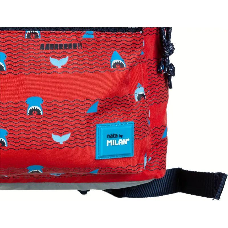 Рюкзак школьный Milan Shark Attack красно-серый, 41х30х18 см,624605SRT