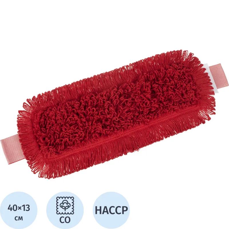 Насадка МОП плоский 40х13см ухо+карман хлопок красный CN3066
