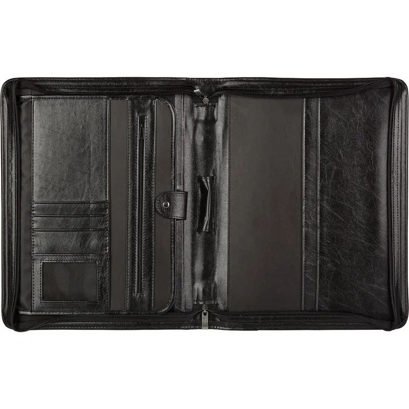 Папка деловая Алекс из искусственной кожи № 161 с ручкой черного цвета