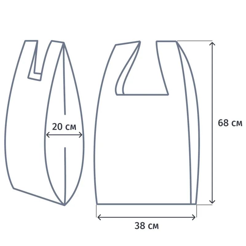 Пакет-майка ПНД 38+20х68 15мкм 100шт./уп.черный
