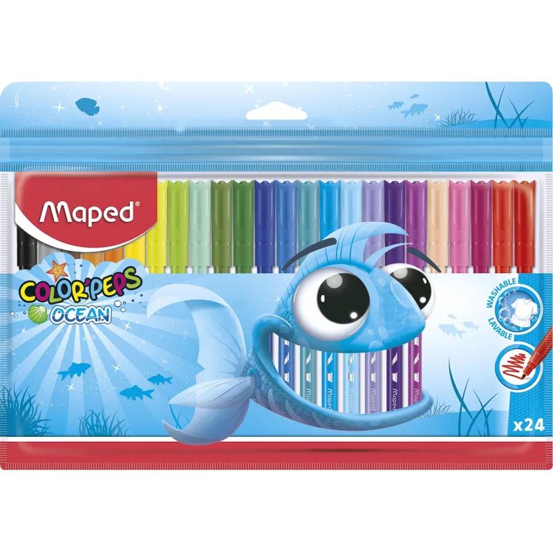 Фломастеры Maped COLOR&#039;PEPS OCEAN,супер-смываемые,24цв/наб,845722