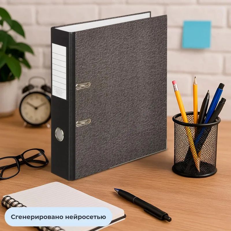 Папка-регистратор 75 мм Attacheмрамор,мет.уг.,черный кореш,карм.кор,бум/бум