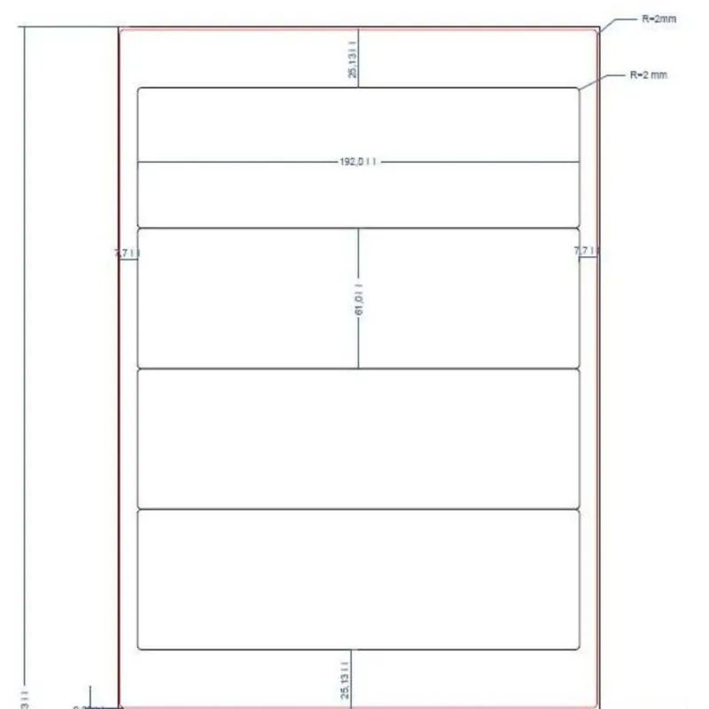 Этикетки самоклеящиеся  для пап-рег,192х61мм 4шт.на л.А4,25л