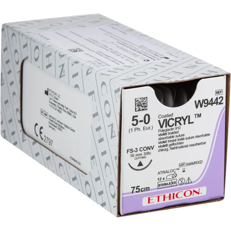 Шовный материал ВИКРИЛ 5/0, 75 см, реж. 16 мм, 3/8 W9442 12 шт./уп.