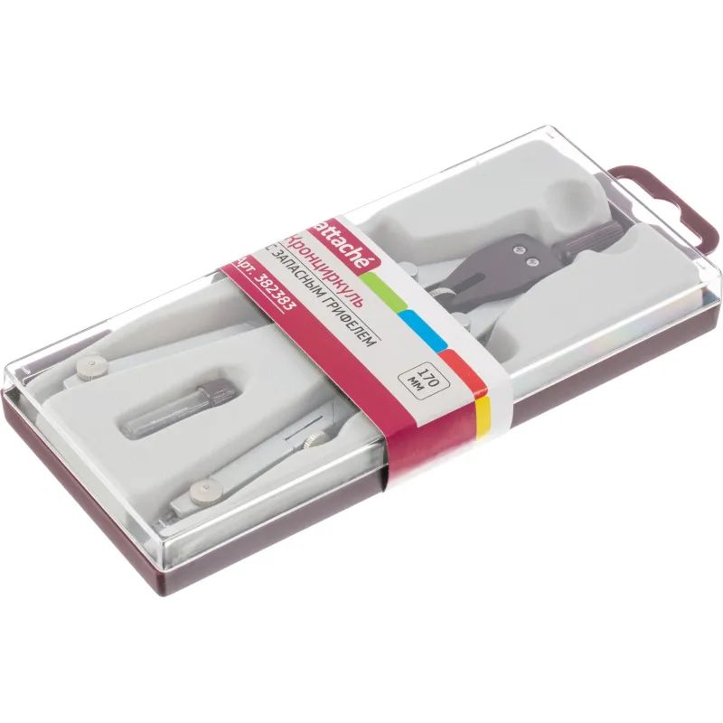 Готовальня Attache Крон-циркуль 170 мм,запасной грифель,пласт.пенал S08002