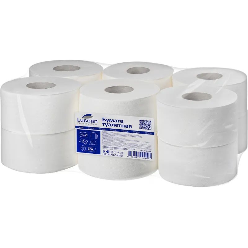 Бумага туалетная д/дисп Luscan Professional 2сл бел цел 200м 12рул/уп