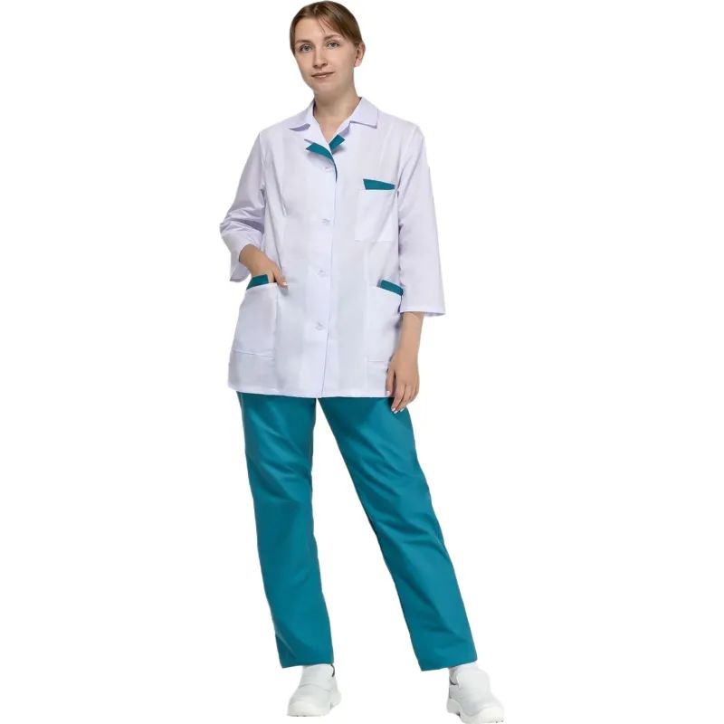 Костюм для медицинского персонала м01-КБР жен. цв.бел/бир (р.44-46) 158-164