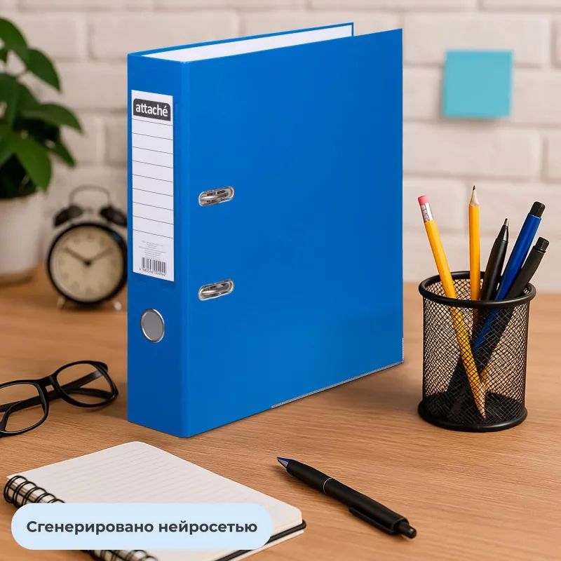 Папка-регистратор ATTACHE(ПВХ+бум)с мет.уголком,75мм,cиний, ПБП1,карм.кор