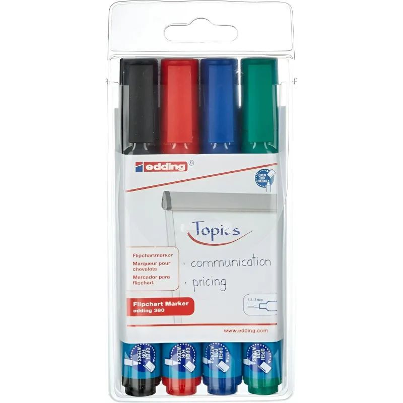 Маркер для флипчартов по бумаге (флипчарт) EDDING E-380/4 s 4шт./уп