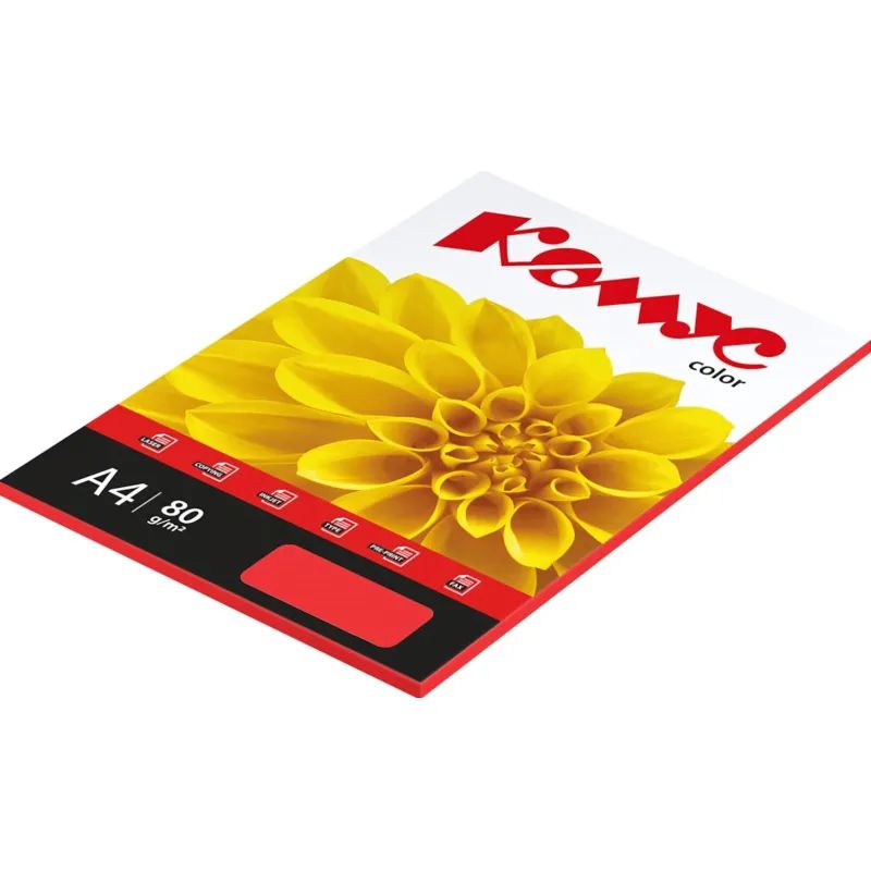 Бумага цветная Комус Color (красный интенсив), 80г, А4, 50 л.