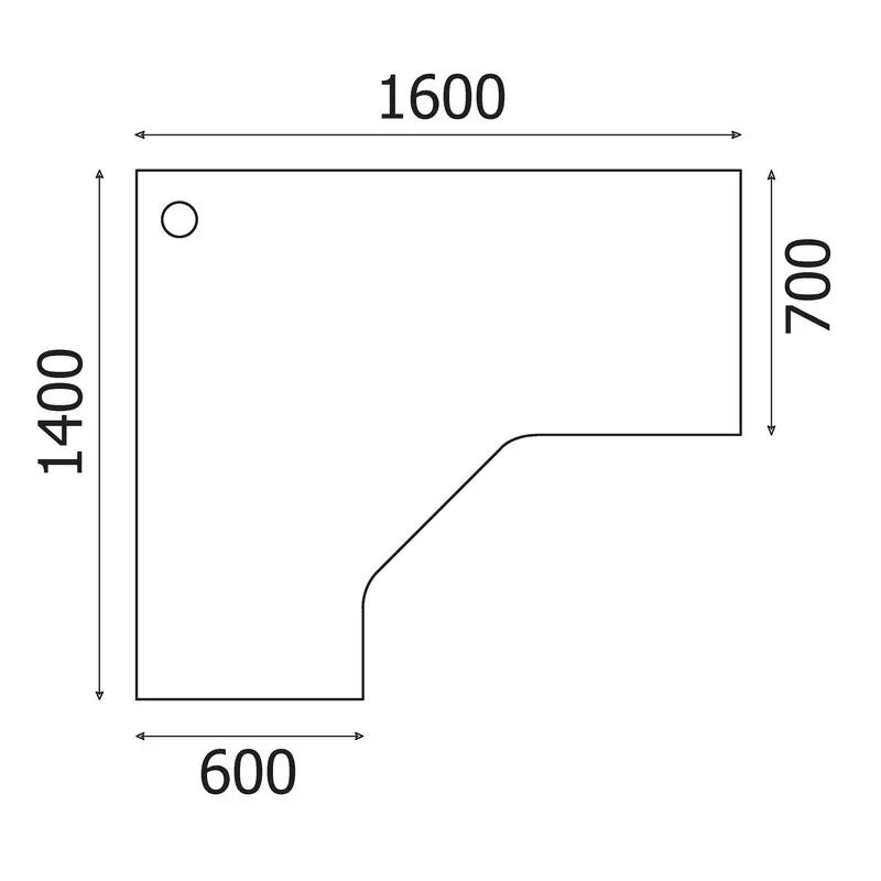 Стол угловой Этюд Т20.34 (047,048,306) левый орех 1600х1400