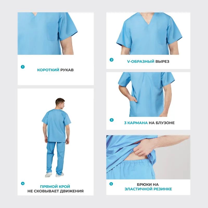 Костюм хирурга универс./м05-КБР,цв.глб. (р.48-50) р.182-188