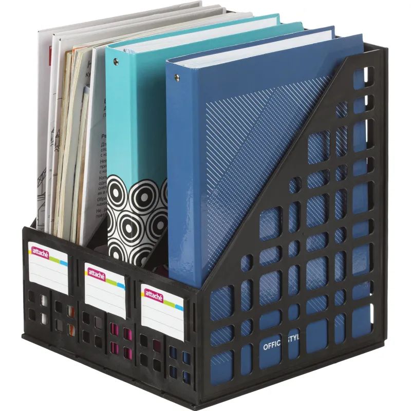 Лоток вертикальный для бумаг Attache сборный черный 3 отделения,  240мм