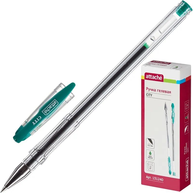 Ручка гелевая неавтомат. Attache City 0,5мм зеленый Россия