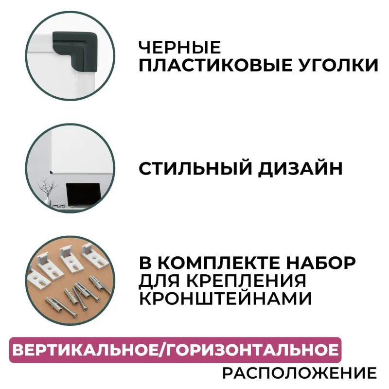 Доска магнитно-маркерная Attache Economy 100х150 мет.бел. профиль черн.угл