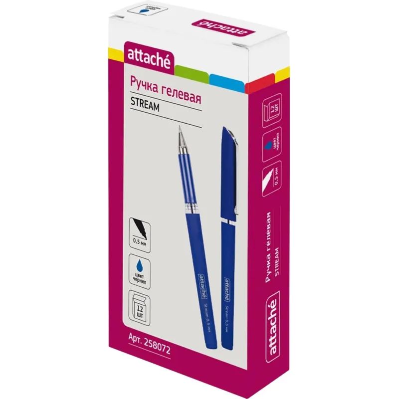 Ручка гелевая неавтомат. Attache Stream синий, 0,5мм нубук.корп,манж