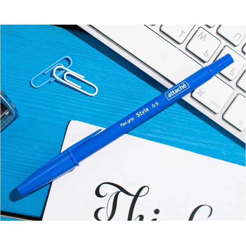 Ручка шариковая неавтомат. Attache Style 0,5мм прорезин.корп.синий ст