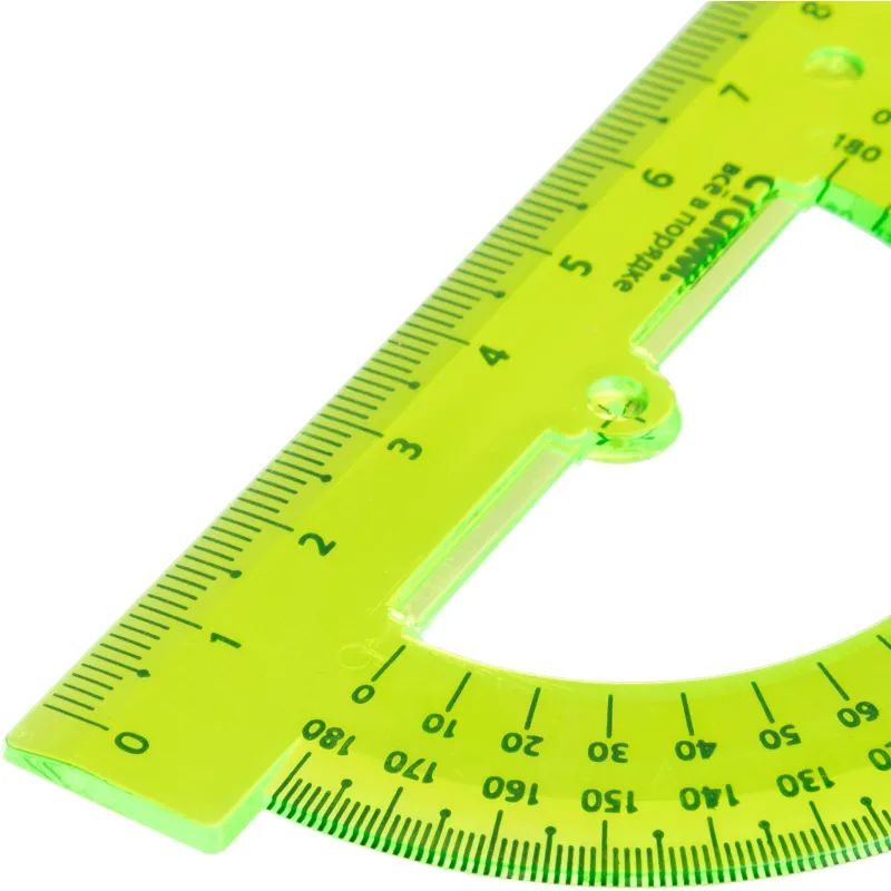 Транспортир 8см,   180градусов NEON Cristal  цвет ассорти ТР-01