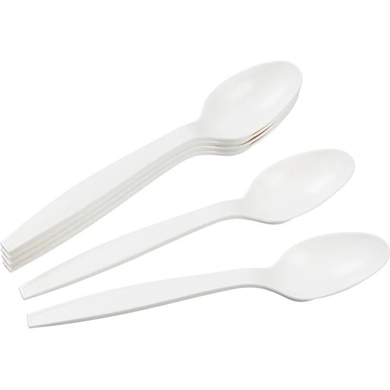 Ложка одноразовая столовая 170мм, белая, кукурузный крахмал, 50шт/уп