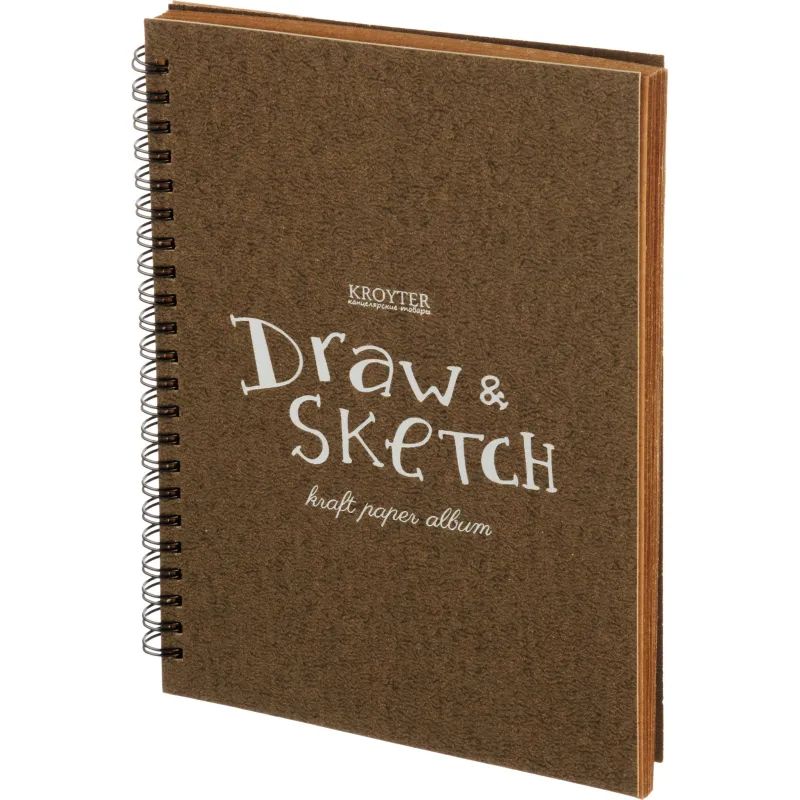 Скетчбук д/рис.и эскиз.Kroyter А5 40л,крафт,147х206,140гр,спир,тисн.фо07880