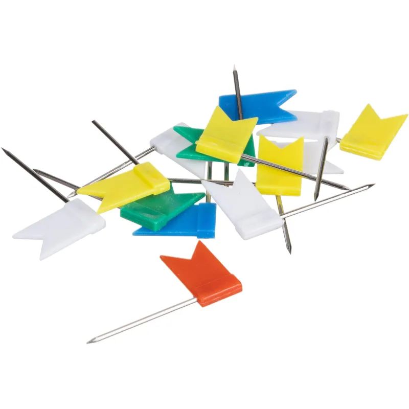 Кнопки силовые д/пробковых досок Attache ФЛАЖКИ,пластик,европ,ассор,25шт/уп