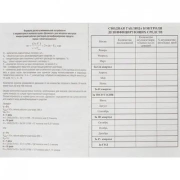 Журнал контроля и учета концентрации рабочих р-ров дезсредств Винар