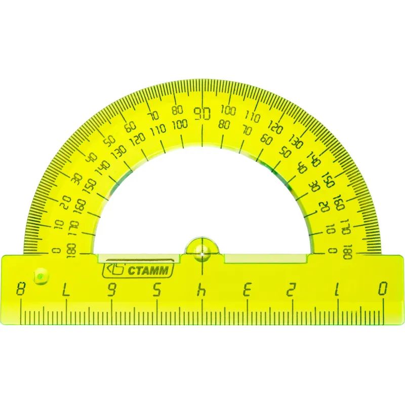 Транспортир 8см,   180градусов NEON Cristal  цвет ассорти ТР-01