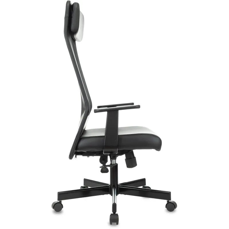 Кресло VB_EChair-651 TPU кожзам черный, сетка черая,металл