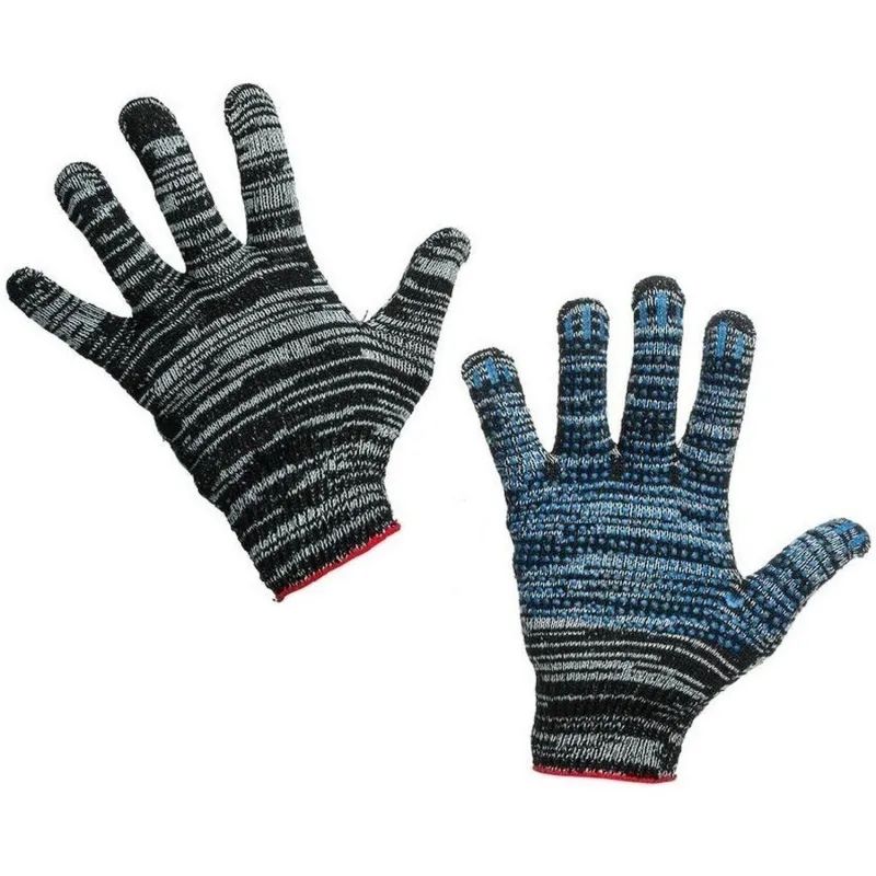 Перчатки защ трикотажн с ПВХ Точка 4 нити 42г 10кл графит 300пар/уп 1291366