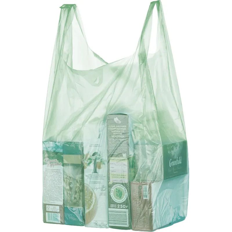 Пакет-майка ПНД 35+20х65 15мкм 100шт./уп. цветн.