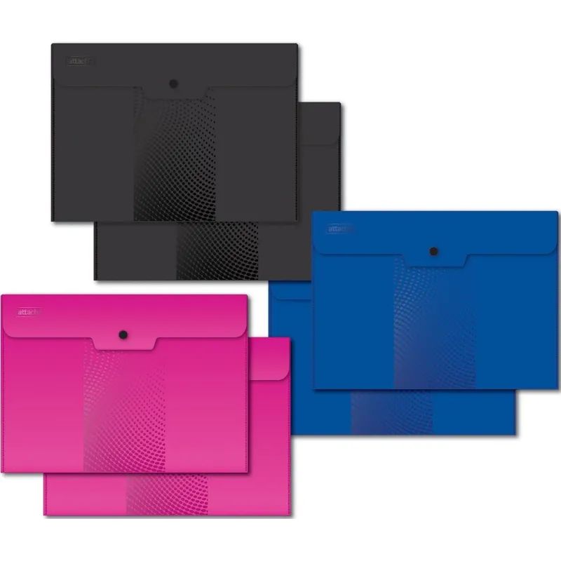 Папка-конверт на кнопке А5, 180мкм, Attache , Digital ассорти, 6 шт.уп