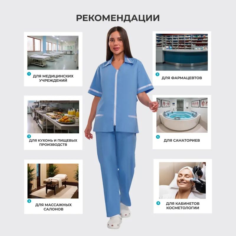 Костюм для медицинского персонала м09-КБР серо-голуб (р.44-46) 158-164