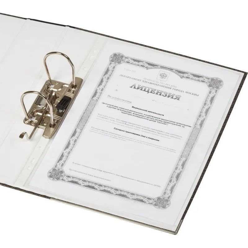 Папка-регистратор 75 мм Attacheмрамор,мет.уг.,черный кореш,карм.кор,бум/бум