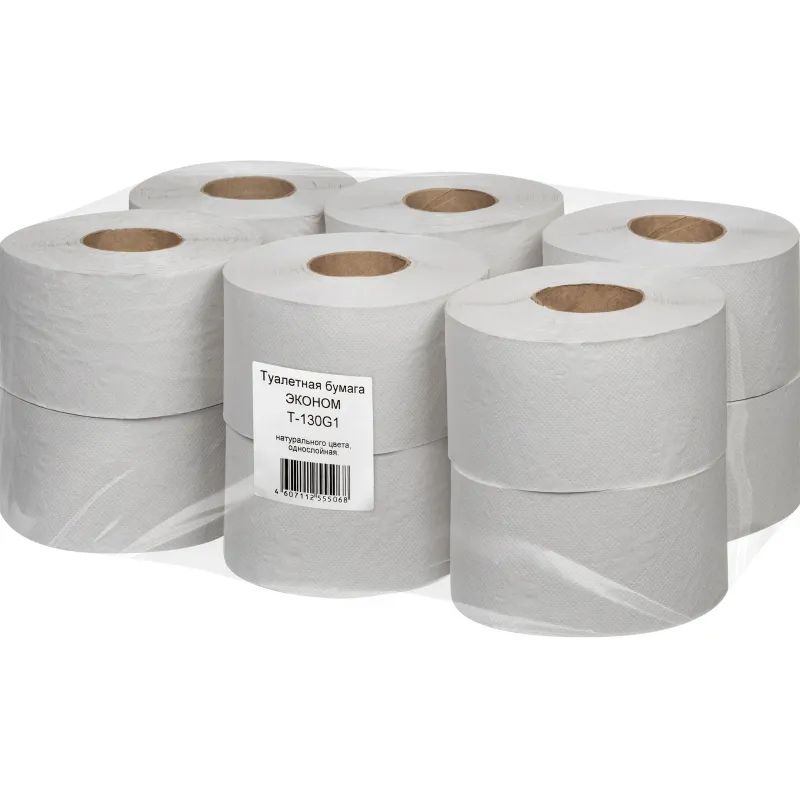 Бумага туалетная д/дисп 1сл сер втул 130м Первая цена 12рул/уп 130G1