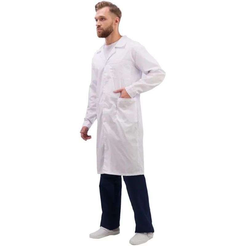 Халат для медицинского персонала муж. м04-ХЛ цв.бел. (р.64-66) 170-176