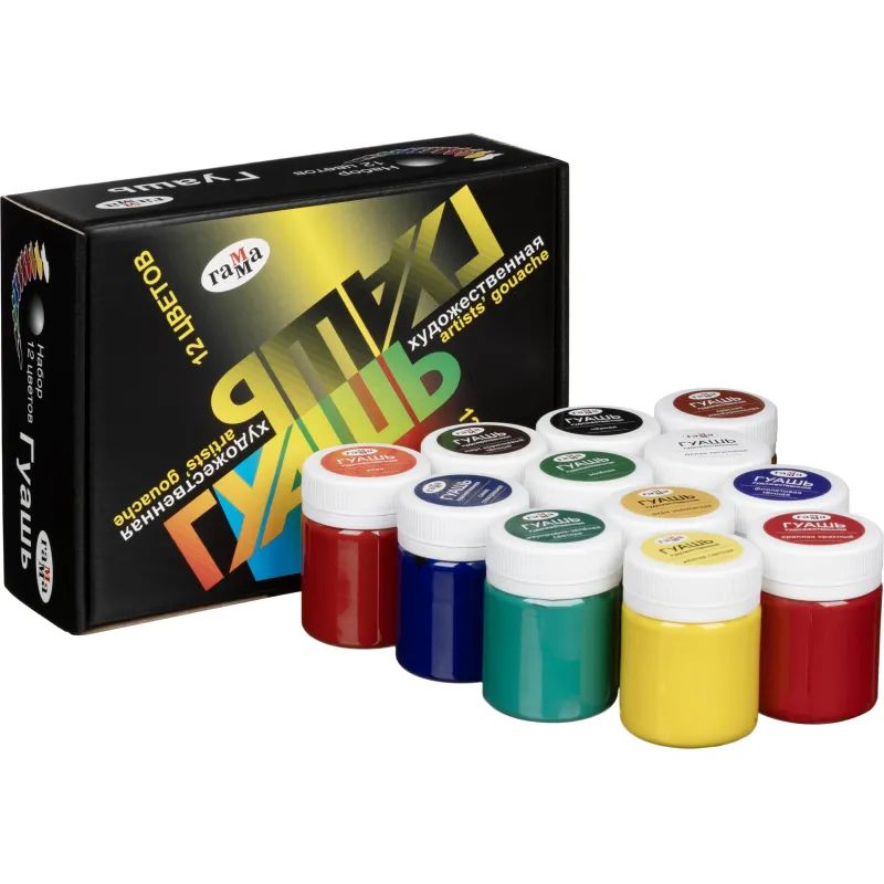 Гуашь 12цв., художественная 40мл ГАММА Россия