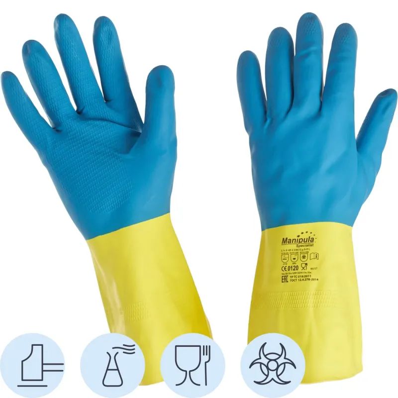 Перчатки латекс/неопрен Manipula Союз (LN-F-05/СG-971) р-р 9-9,5,ПС