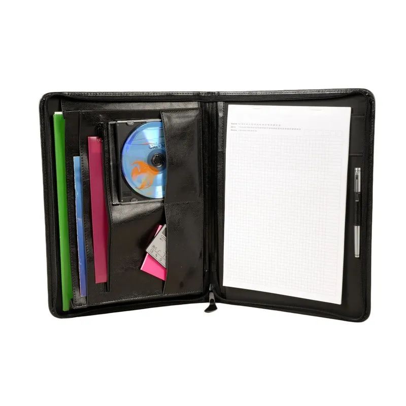 Папка деловая из кож/зам ЛИДЕР 123и  VIP-серия , на молнии, черн.,  Россия