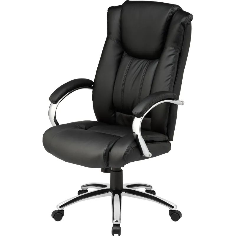 Кресло BN_Dt_EChair-561 TR рец. кожа черная, хром