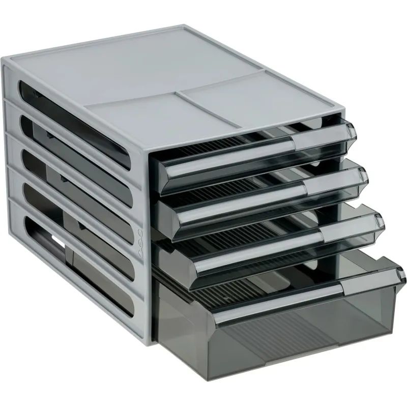 Бокс с выдвижными лотками Стамм серый 4прозрачн.лотка ВЛ53/ЛТГ-30864