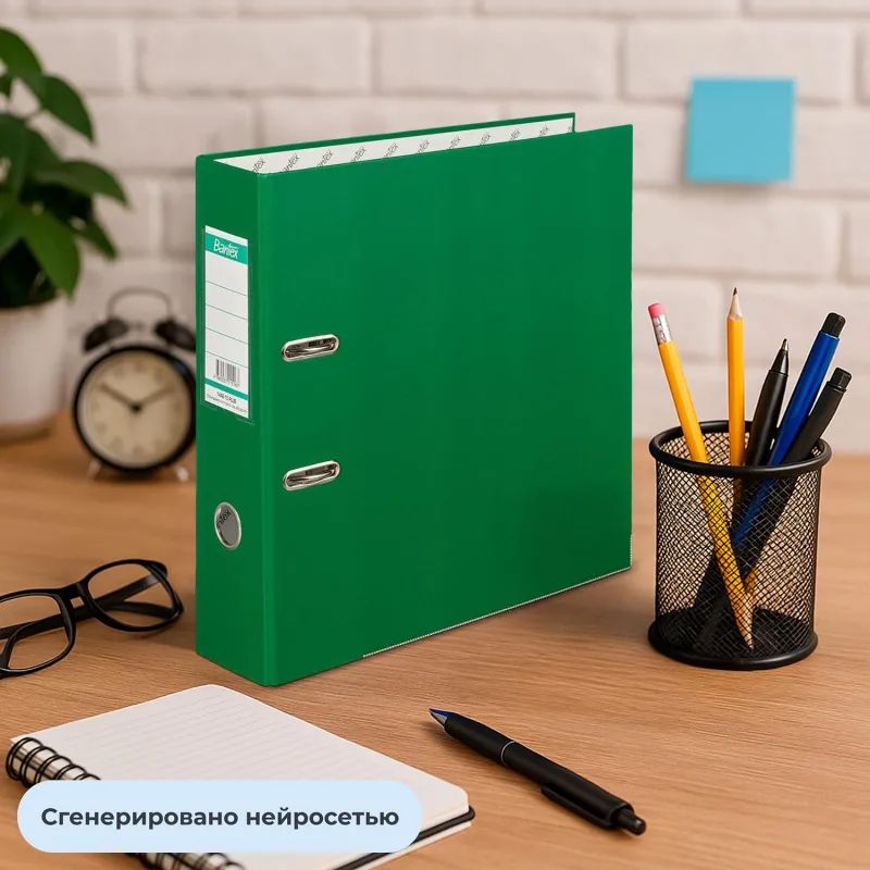 Папка-регистратор ECONOMY PLUS 80мм,зел,ПБП1,карм.кор,мет.уг