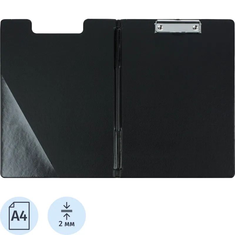 Папка-планшет  A4 черный с верх.створкой Россия