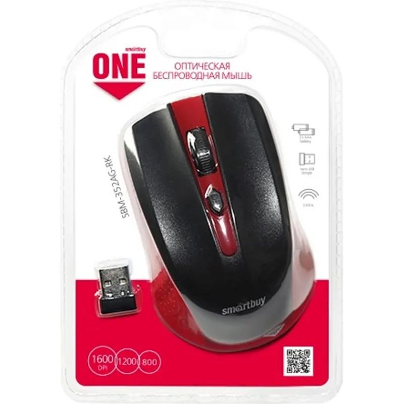 Мышь компьютерная Smartbuy ONE 352 красно-черная (SBM-352AG-RK)