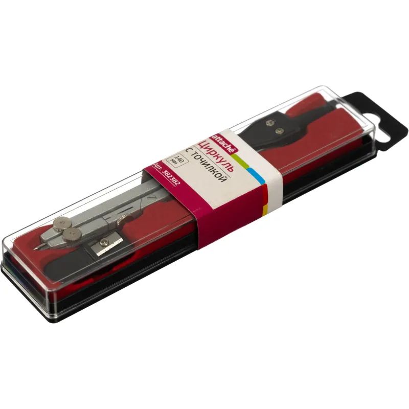 Готовальня Attache циркуль 140 мм, точилка, в пластиковом пенале S03002E